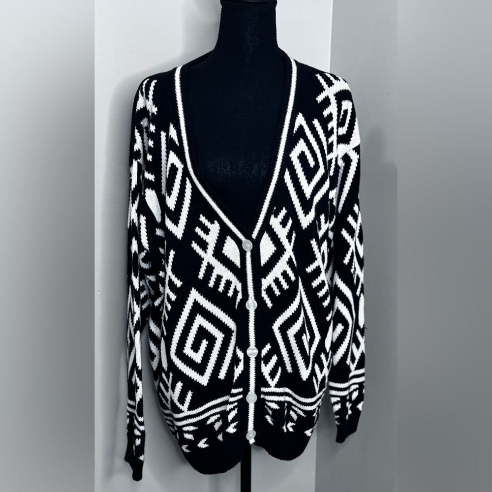 Alison Craig Aztec Geometric Cardigan Western Boho Southwestern XL